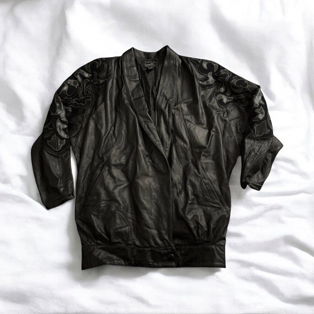 VINTAGE SUZELLE 80s/90s Leather Statement Jacket